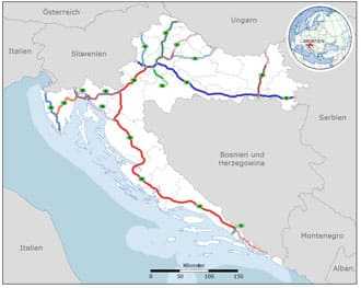 Die Autobahnen in Kroatien